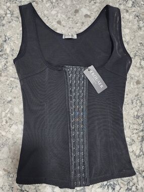 Ekouaer Black Corset Waist Trainer Front-Closure Cincher